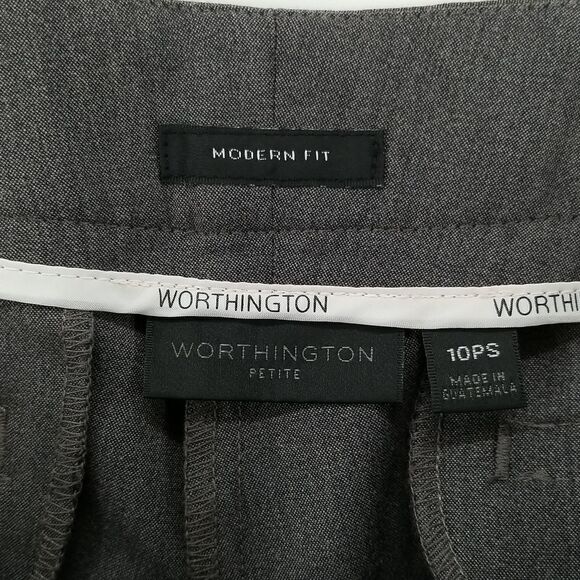 Worthington Trouser Pants Women's 10 Petite Modern Fit Straight Leg Grey Office - Picture 8 of 11